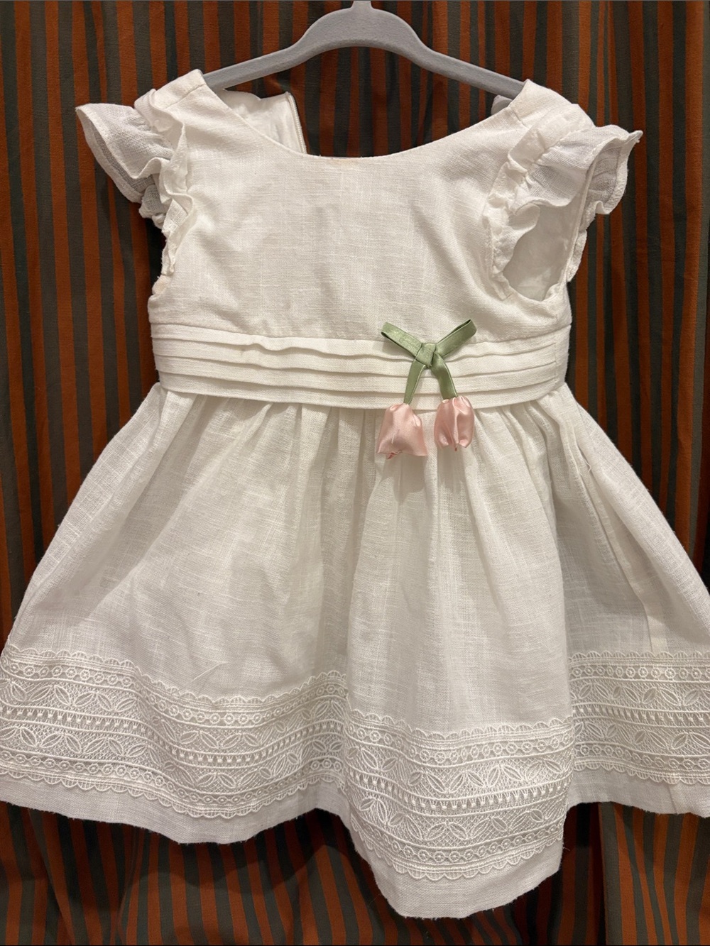 Mayoral White Girls Dress with Satin Tulips